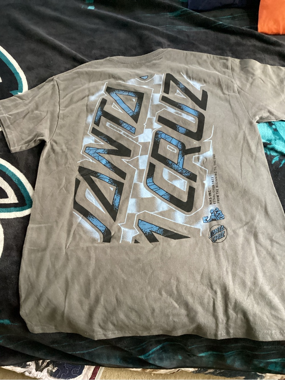 Santa Cruz Skateboards Men's Graphic Tee - Olive with Blue Accent